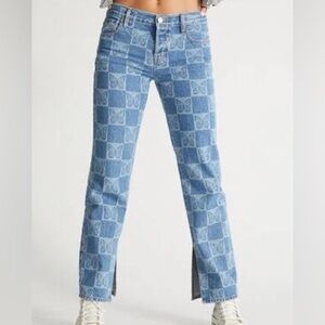 PacSun Eco Butterfly Checkerboard Low Rise Straight Leg Jeans size 26